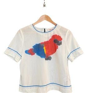 Marni size 8 EUC “Summertime 🦜” Saturday morn shear poly/cotton slight crop rare